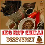 BEEF JERKY HOT CHILLI 1KG Hi PROTEIN LOW CARBOHYDRATE PRESERVATIVE FREE SNACK