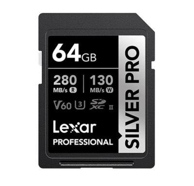 Lexar Professional SILVER PRO 64GB SDXC™ UHS-II Card 64GB—C10, UHS-II(U3), V60