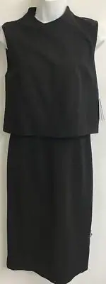DVF Tali Dress Black Sleeveless Stretch OverTop Mock Neck NWT Size 6