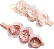 Vaguelly 2pcs Floral Headband Adorable Light Pink Dark Pink Hair Accessories for Boy Girl for Birthdays Showers and Photography