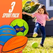 Nerf Kids Sports Ball Set - Soft Foam Football Soccer Ball + Basketball for Kids