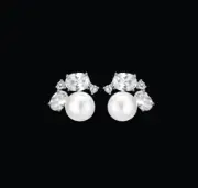 Pearl and Crystal Cubic Zirconia Stud Earrings