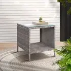 Steel Frame Side Table Outdoor Garden Furniture Weather Resistant Glass Tabletop