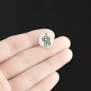 8 Eye of Horus Antique Silver Tone Charms 2 Sided - SC3772