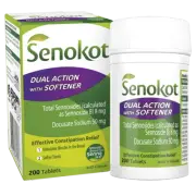 Senokot Dual Action with Softener Constipation Relief 200 Tablets Soften Stools