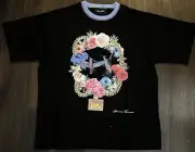 Homme Femme Paradise Hummingbird Chain T-shirt Black Purple Floral