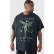 Mens Plus Oversized Nirvana Utero License T-shirt In Black