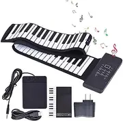 88-Key Roll Up Piano, LED Touch Operation, Digital Music Piano, 128 Timbours and Rhythms, Thickened Silicone Keys, 2.25-inch Hi-fi Speakers. Suitable for Beginners and Professionals to Play