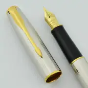 Parker Sonnet Fountain Pen Cascade Silver & Gold 18Kt Gold Fine Pt In Box Narrow