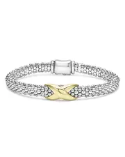 Lagos 18K Yellow Gold & Sterling Silver Embrace X Caviar Bead Link Bracelet