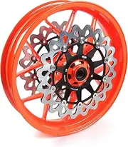 Neon Orange Front Rear Wheel Rims and Brake Discs Rotors Compatible with Honda CBR1000RR 2006-2016, Motorcycle Replacement Accessories Parts