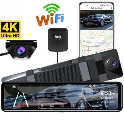 Car Dvr Mirror WiFi GPS IPS Screen Stream Rear View Dash Cam Mirror Dual Camera