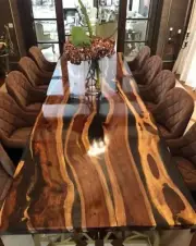 Black Epoxy Resin Table Top, Epoxy Black River Table, Wooden Cyber Monday Sale