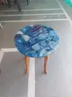 Blue Agate Console Side Table Top, Living Room Agate Furniture Table Top Decors
