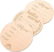 ULDIGI Set of 3 Growth Commemorative Cards Wooden Milestone Sign for Newborn Birth Announcement Photos