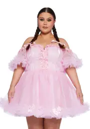 [Sugar Thrillz] Plus Winter Rose Mini Dress - Pink