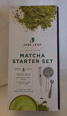 Jade Leaf Modern Matcha Starter Set: Electric Whisk, Scoop, Sifter, & Handbook