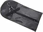 JXDWTL Wig Storage Bag Extensions Hair Extension Storage with Wooden Hanger + Zip Fleece Wigs Bag (Black)