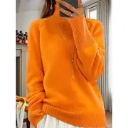 Women's Sweater Pullover Sweater Jumper Turtleneck Knit Knitted Raglan Sleeves Spring Fall Home Daily Holiday Daily Casual Soft Long Sleeve Pure Color White Li