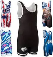 KO Sports Gear, Classic Unisex Wrestling Singlet, Comfortable, Breathable, 4 Way Stretch, Gymnastics, Running, Weightlifting