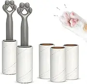 TALOMON Super Sticky Lint Roller - 60 Self-Adhesive Sheets per Roller, Grey, 2 Handles, 5 Rollers Set, Cute Pet Paw Design for Furniture, Pets, Cars, Clothes