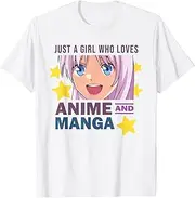 [X.Style] Just a Girl Who Loves Anime and Manga Japanese Art Graphic ds760 T-Shirt (S) White