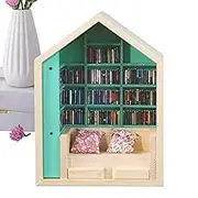 Book Shelf Decor, Reading Statue Wood Book Shelf, Library Bookcase Statue, Reading Figurine for Bedroom, Bookshelf Figurine Decor, Decorative Reading Statue, Kids Book Shelf Decor,