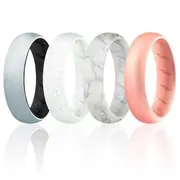 ROQ Silicone Wedding BR Solid Ring Set - Silver by ROQ for Women - 4 x 4 mm Ring