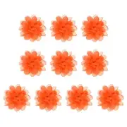 10Pcs 3.9" Chiffon Flowers Fabric Flower Sewing Fabric Appliques Neon Orange
