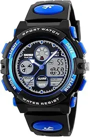 [SKMEI] Kids Sports Digital Watch -Boys Waterproof Outdoor Analog Watch with Alarm, Multi Function Wrist Watches for Childrens