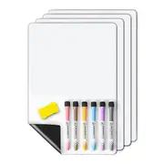 4 PCS Magnetic Dry Erase White Board - Fridge, Wall Magnet Small Whiteboard Stain Resistant Technol