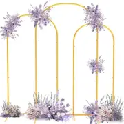 Metal Arch Backdrop Stand Set of 3 (7.2 ft, 6.6 ft, 6 ft), Gold Arch Backdrop...