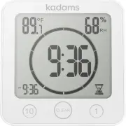 Digital Bathroom Shower Kitchen Clock Timer with Alarm, Waterproof (White)