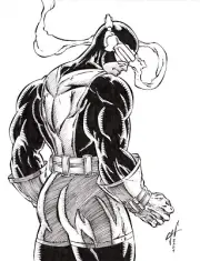 Cyclops, X-Men Team Leader. ORIGINAL, B/W, drawing, art by Calvin Henio.