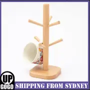 Tree Rack Mug Cup Holder Wood Stand Coffee 6 Tea Storage Wooden Kitchen Tools AU