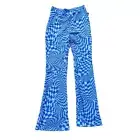 Wild Fable 70's Flare Bellbottom Groovy Pants Women's XS Checkered Blue NEW