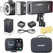 Godox AD200 Pro II 2.4G Pocket Flash Strobe,500 Full Power Flashes,0.01-1.8s Recycling,2900mAh Battery for Canon Sony Nikon Fuji Fujifilm Olympus Panasonic Pentax Etc Cameras(Godox AD200 Pro Upgraded)