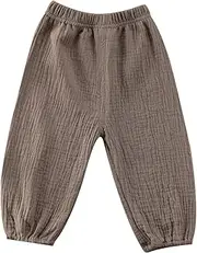 BULINGNA Toddler Kids Baby Boy Girl Cotton Linen Elastic Basic Harem Long Pants Bloomers Casual Joggers