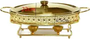 Food Warmer Buffet Golden Oval Hotel Wedding Chafing Dish Stainless Steel Glass Serving Dish Hot Pot Small Chafing Dish(2L)