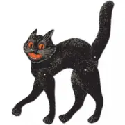 Vintage Halloween Jointed Scratch Cat Cutouts 20.5" Paper Halloween Decorations