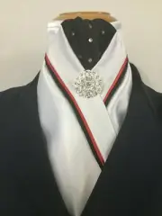 HHD Custom White Stock Tie in Black & Red with Swarovski Elements