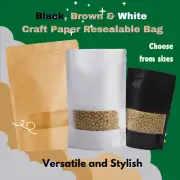 3 Colors Kraft Paper Bags Stand Up Pouches Zip lock with Matte Clear Window
