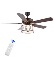 JONATHAN Y Circe 52in 3-Light Transitional Glam Drum Shade LED Ceiling Fan With Remote