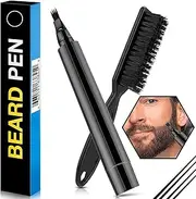 Beard Filling Pen Kit, Barber Styling Beard Colour Filler Pencil with Brush, Waterproof, Sweat Proof, Sharp Beard Lines Long-Lasting Durable Pencil for Men Beard, Moustache, Eyebrows Filler - Black