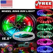 4x 15.5" RGB Wheel Ring Lights For LED Light Truck Car Rim Lights Bluetooth APP