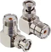 Boobrie L Shape UHF to BNC Connector Male Female 90 Degree, Silver