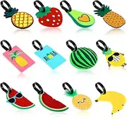 Chivao 12 Pcs Funny Luggage Tags for Suitcase Cute Travel Baggage Bag Tags Luggage Identifier Colorful Suitcase Labels for Women Men (Fruit Style)