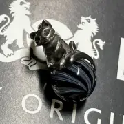Trollbeads HTF Black White Spiral Cat Pendant Rare event bead