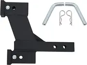 Silscvtt 2 inch Receiver Adjustable Trailer Dual Hitch Extension 2 inch Riser and 8 inch Drop 2 inch Solid Shank 10000 LBS Capacity with Pin Clip Matte Black Powder Coated