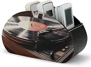 STVNKML Record Player Remote Control Holder, Leather TV Remote Caddy, Desktop Organizer, 5-Slot Storage Holder for TV/DVD/Accessories Stylish Desk Decor for Living Room, Bedroom, Office